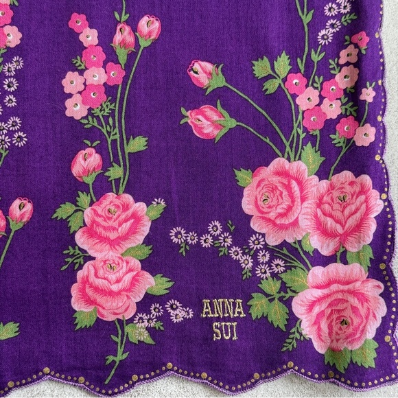 Anna Sui vintage handkerchief Purple Floral - Picture 4 of 5